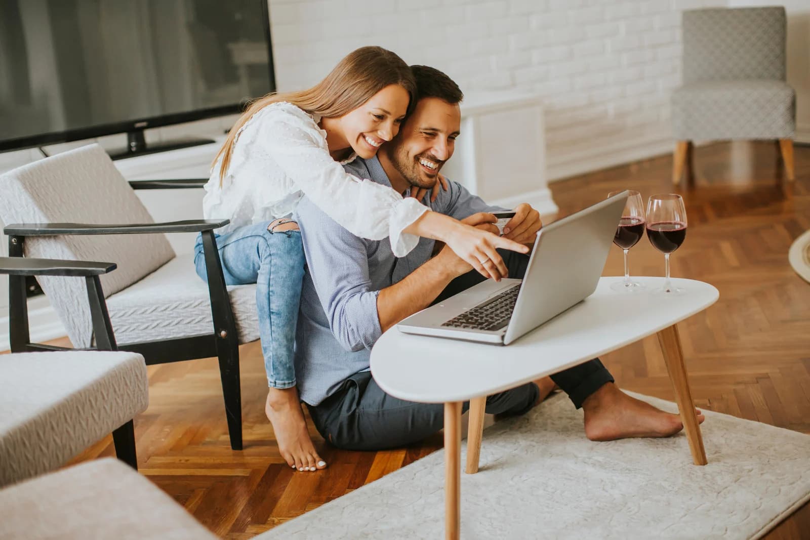 Happy Couple with Laptop